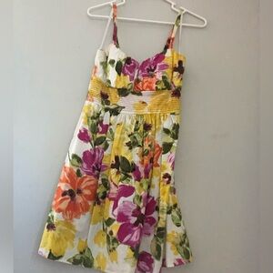B. Smart Floral Dress with Yellow and Pink Accents